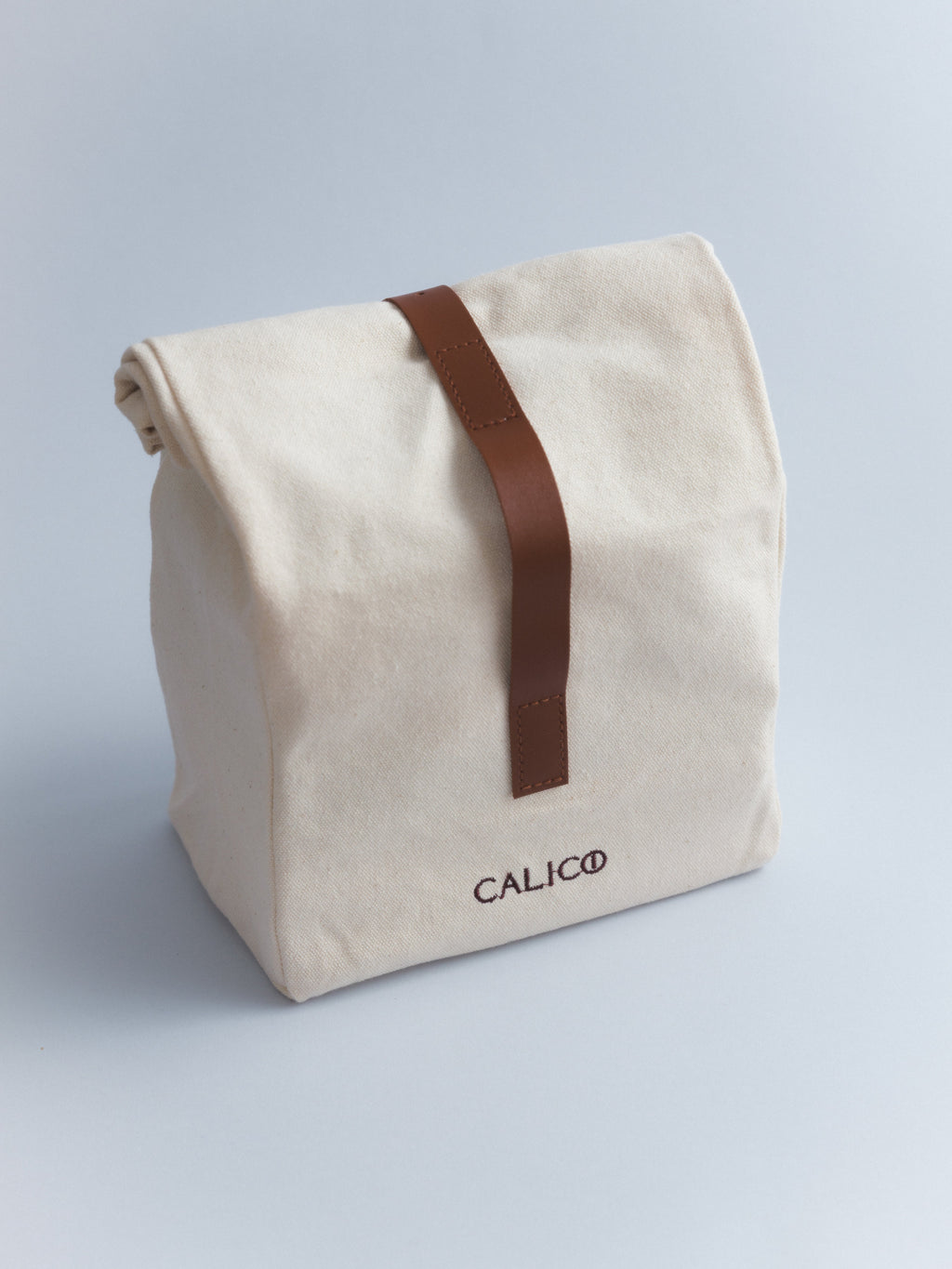 Back view of the Calico Christmas Calendar canvas bag